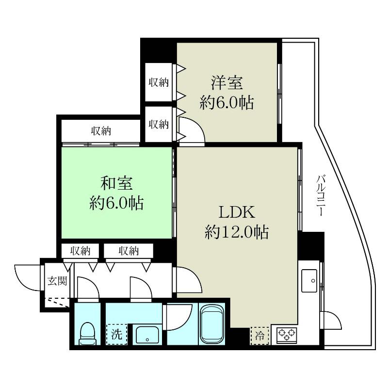 異人池ヒルズ(2LDK/4階)の間取り写真