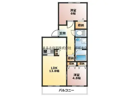 MIRACLE GARDEN(2LDK/1階)の間取り写真