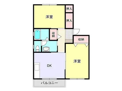 リバティーヒルズV(2DK/2階)の間取り写真