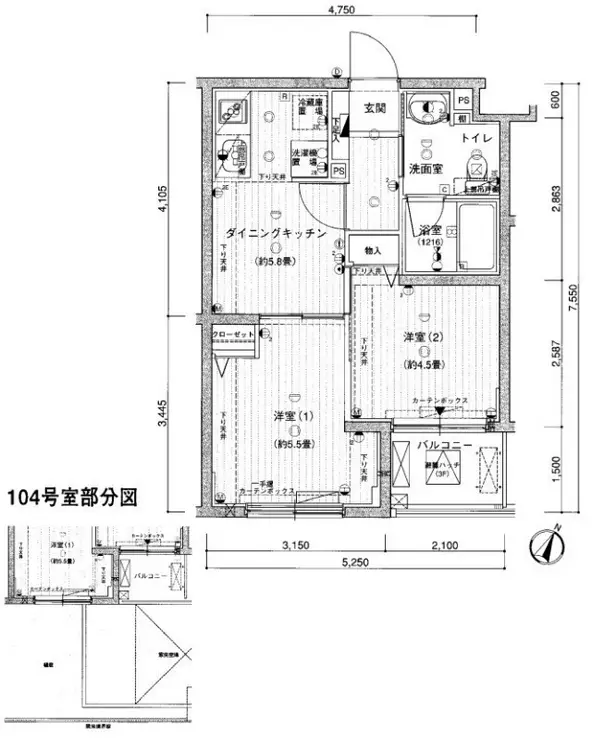 クィーンシティ板橋本町ラディウス 1階階 間取り