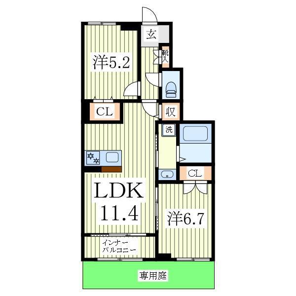 SARVAL(2LDK/1階)の間取り写真