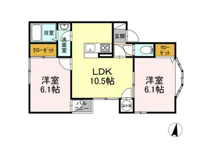 プレリュードC(2LDK/2階)の間取り写真