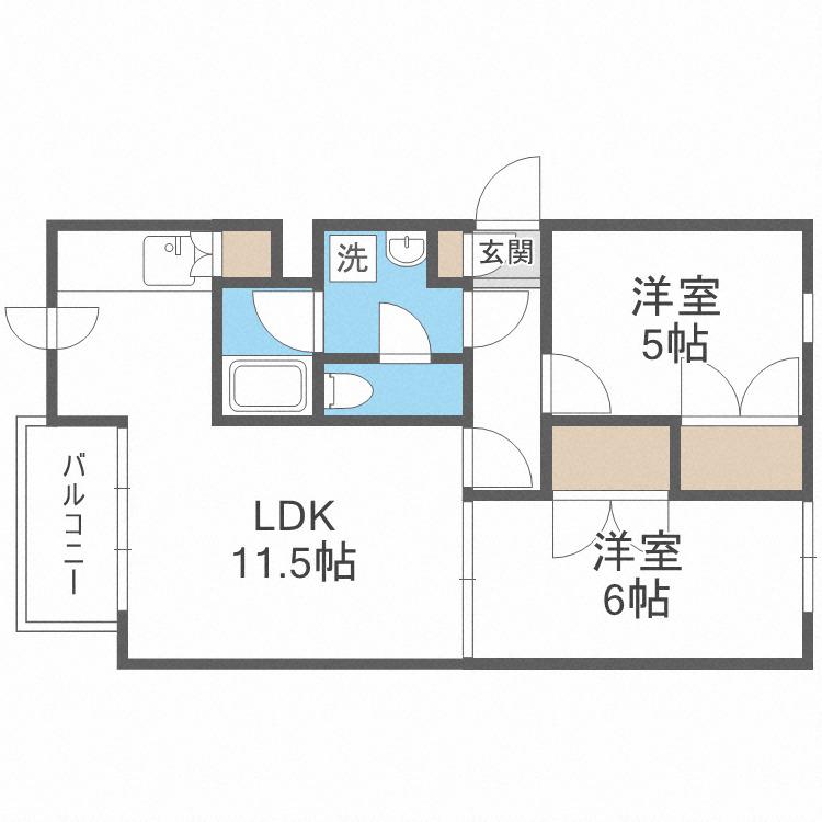 ファーストプレイス(2LDK/2階)の間取り写真