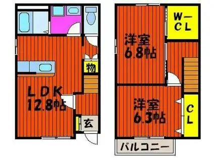 ステラ・アルピナ B棟(2LDK/1階)の間取り写真