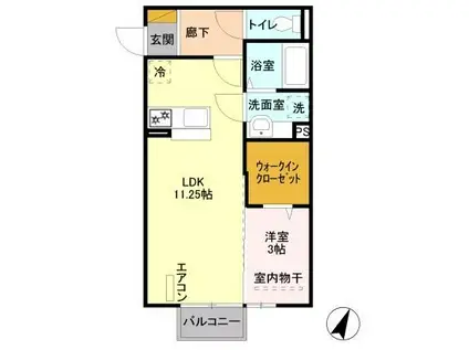 ウィットS鳥羽(1LDK/2階)の間取り写真