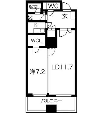 アルグラッドザ・タワー心斎橋(1LDK/20階)の間取り写真