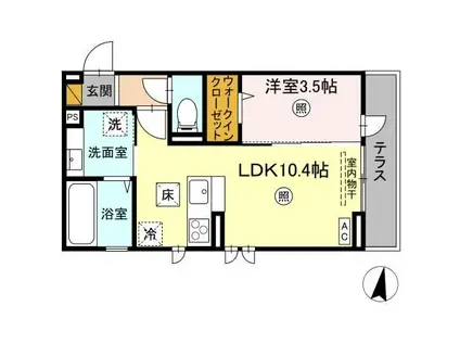 ソラーロ(1LDK/1階)の間取り写真