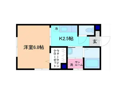 メルポート武蔵(1K/2階)の間取り写真