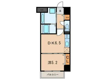 フォレ・リビエール磯辺通(1DK/4階)の間取り写真