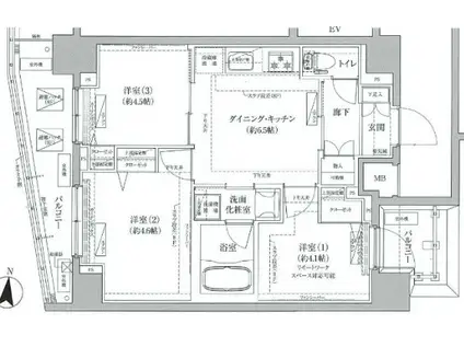 ティモーネプレミアムノルド亀戸(3DK/9階)の間取り写真
