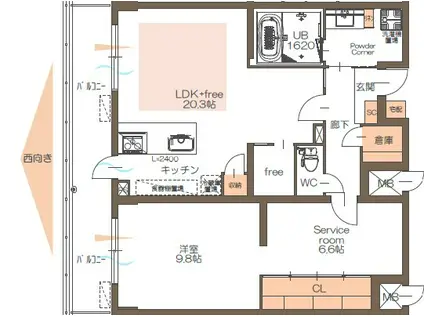 グラングレース富ケ丘(1SLDK/3階)の間取り写真