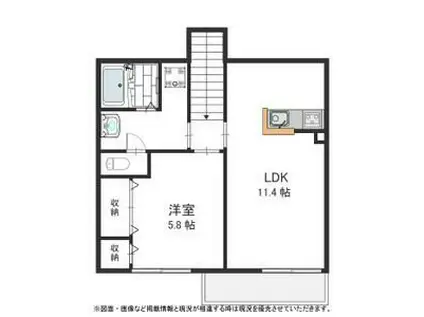 アクエルド野崎通(1LDK/2階)の間取り写真