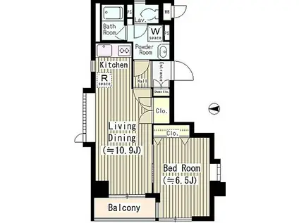 ヴェルデベント(1LDK/2階)の間取り写真