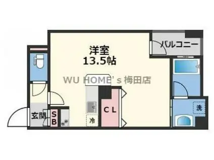 西天満レジデンス(ワンルーム/6階)の間取り写真