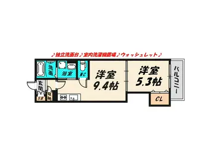 ロータス赤川(1LDK/3階)の間取り写真