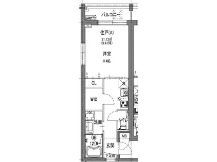 LALA NISHIAZABU(1K/2階)の間取り写真