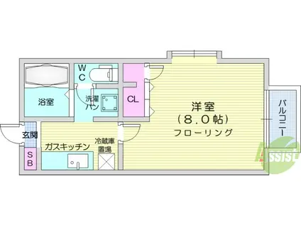 ミレニアム広瀬(1K/1階)の間取り写真