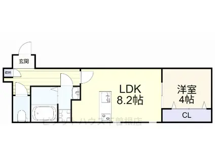 グラシアス三萩野(1LDK/2階)の間取り写真