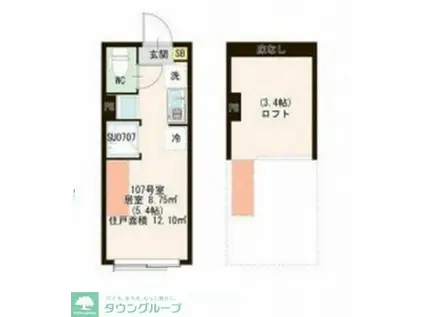 ハーモニーテラス富士見台III(ワンルーム/2階)の間取り写真