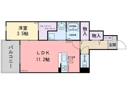 モンリーブル伊都(1LDK/1階)の間取り写真