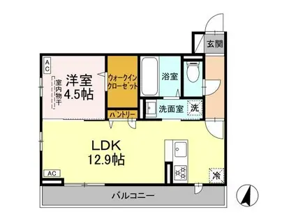 ABUNDANT I(1LDK/3階)の間取り写真