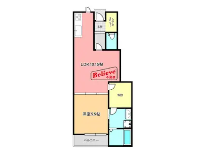 L-BLOOM東櫛原(1LDK/1階)の間取り写真