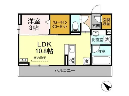 D CREST 中之郷2丁目(1LDK/2階)の間取り写真