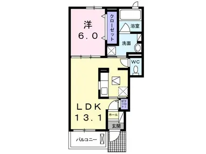 レジデンス リオ III(1LDK/1階)の間取り写真