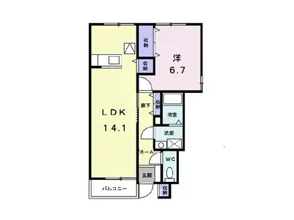プリムローズI(1LDK/1階)の間取り写真