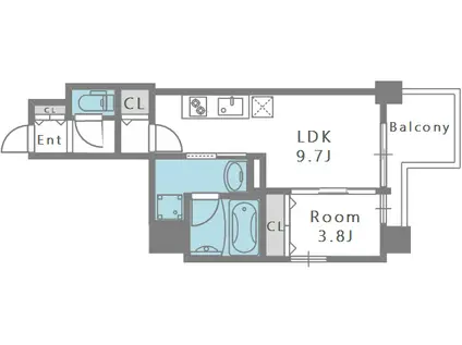 ハイデンス梅ヶ枝(1LDK/4階)の間取り写真
