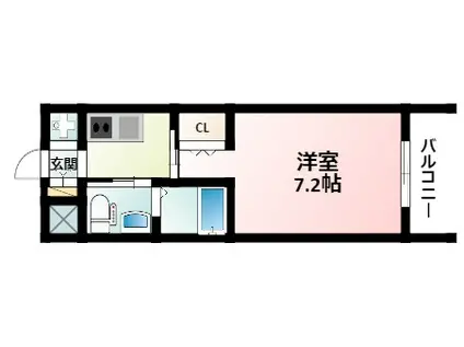 ドゥーエ江坂II(1K/8階)の間取り写真