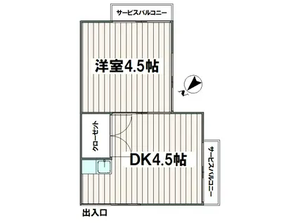 米木津宅(1DK/2階)の間取り写真