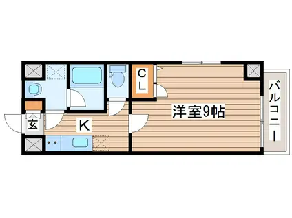 ウエスト7泉(1K/3階)の間取り写真