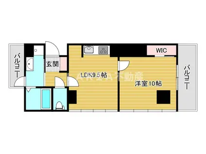アステリオ北堀江ザメトロタワー(1LDK/17階)の間取り写真