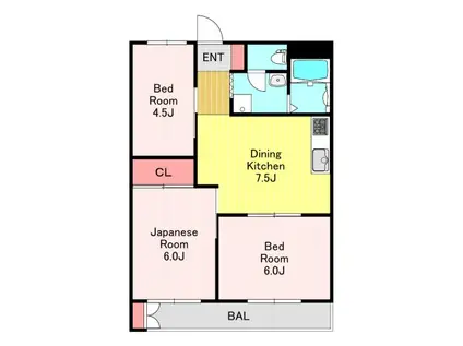 青木公園マンション(3DK/1階)の間取り写真