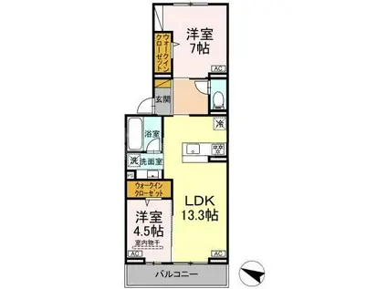 D-ROOM弁天IV(2LDK/3階)の間取り写真