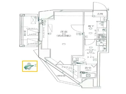 ガリシア王子神谷(1K/2階)の間取り写真
