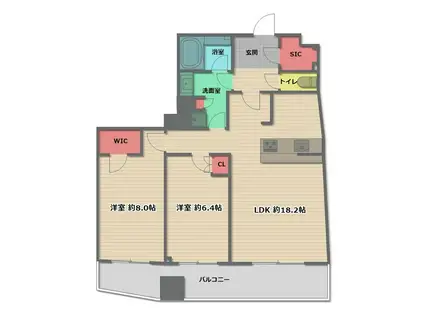 ザ・タワー大阪(2LDK/26階)の間取り写真