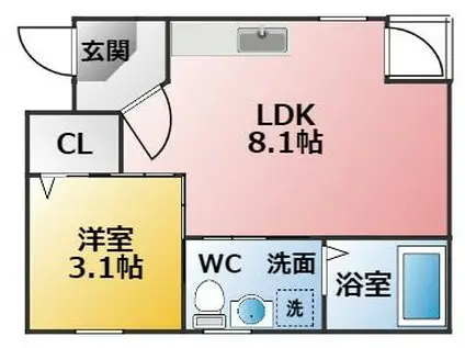 ディアマンテ八田(1LDK/1階)の間取り写真