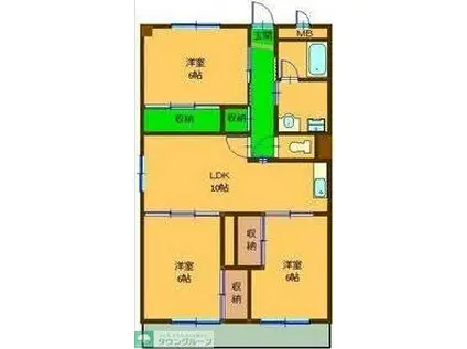 グランド三栄(3LDK/5階)の間取り写真