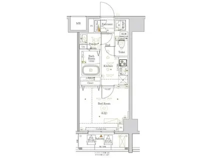 KNOTS大山(1K/4階)の間取り写真