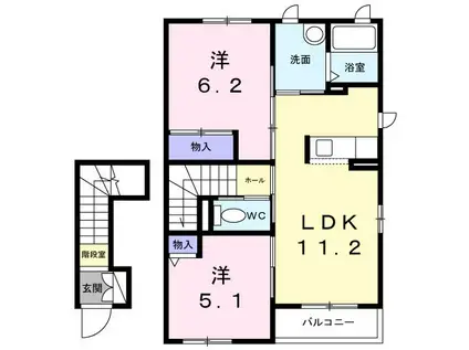 シャーメゾンレープレ(2LDK/2階)の間取り写真