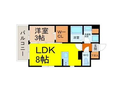デュオフラッツ栄(1LDK/14階)の間取り写真