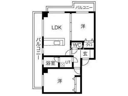 リーベ高宮3丁目(2LDK/4階)の間取り写真