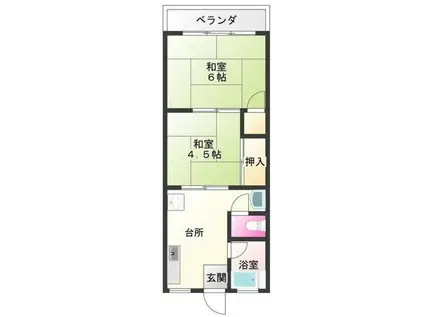 シティーハイムメゾンリーブ(2DK/2階)の間取り写真