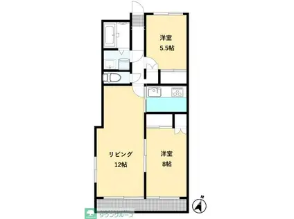 エスパースアンティーム(2LDK/3階)の間取り写真