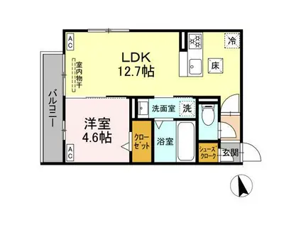 D-HILLS下池川町(1LDK/2階)の間取り写真