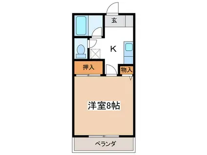 LITTLE RIVER B(1K/2階)の間取り写真