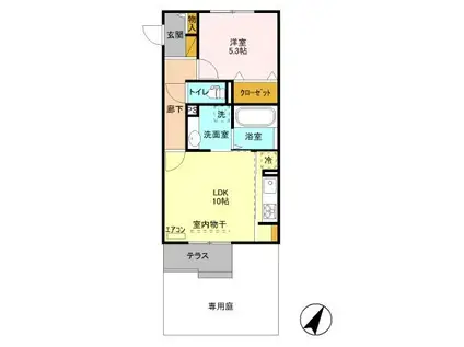 メテオール・スクエア(1LDK/1階)の間取り写真