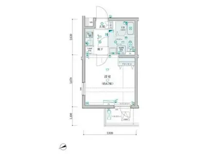 ジェノヴィア桜上水スカイガーデン(1K/2階)の間取り写真